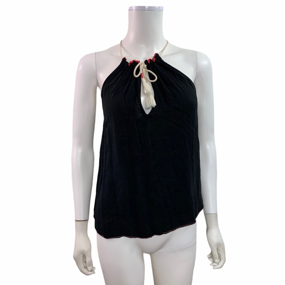 Ecote Sleeveless Round Neck Blue Blouse